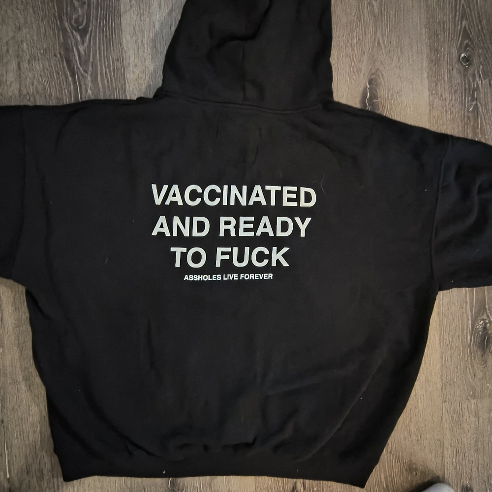 Black Graphic Hoodie with Bold Text